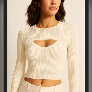 Abercrombie & Fitch Cream Ribbed Tank & Shrug Sweater Set